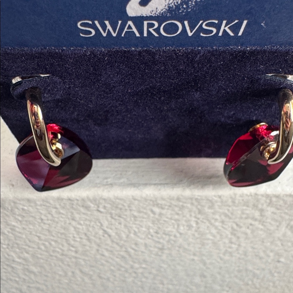 NWT! Swarovski Gold and Red Crystal Earrings - Picture 7 of 12